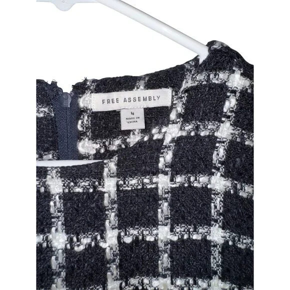Free Assembly Black & White Checked Short Sleeve Dress Size L - Picture 6 of 8